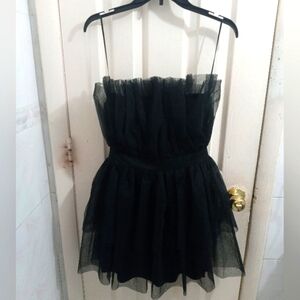 Blue Blush Strapless Whimsigoth Fairy Mini Dress Medium